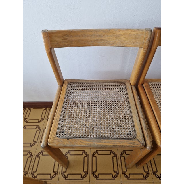 Vintage Chairs in Cane and Wood, 1970, Set of 4 For Sale - Image 6 of 7