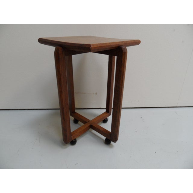 Art Deco Amsterdam School Oak Side Table, 1890s For Sale - Image 5 of 11