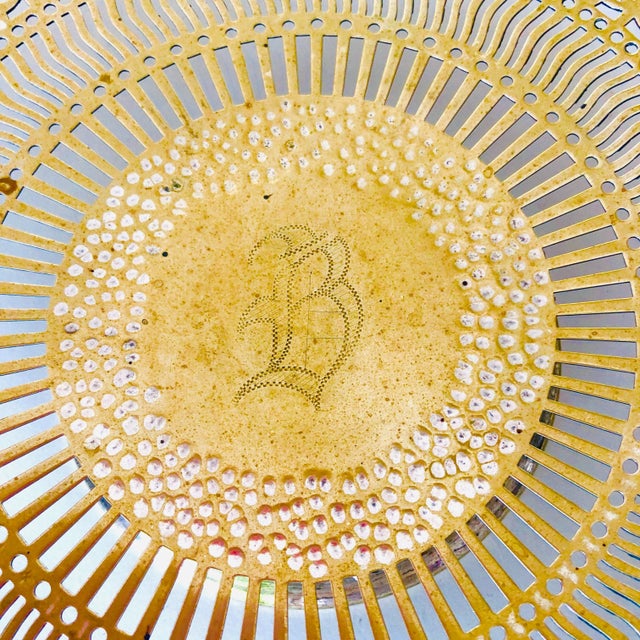 1950s Vintage Nickel Silver Hammered and Pierced Dish For Sale - Image 5 of 7