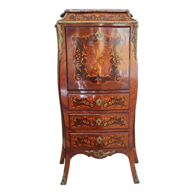 French Napoleon III Rosewood Secretaire with Inlays For Sale