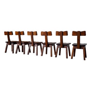 Vintage Italian T Back Dining Chairs, 1970s, Set of 6 For Sale