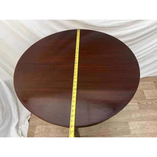 1940s Vintage Brandt Demilune Console Table Fold Down Top Expands to Round Mahogany For Sale - Image 9 of 12