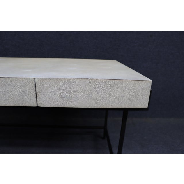 Contemporary Lillian August for Hickory White Faux Shagreen Writing Desk For Sale - Image 3 of 17