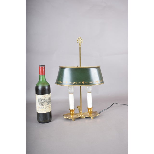 Brass Bouillotte Table Lamp with Green Tole Shade, 1950s For Sale - Image 14 of 18