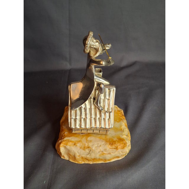 1960s Vintage Sterling Silver 925 Fiddler on the Roof Figurine on Marble Base 6.5" For Sale - Image 5 of 18