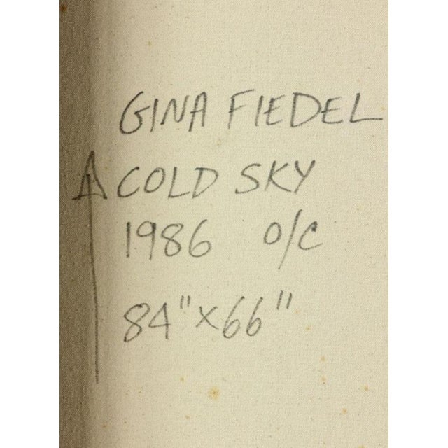 Gina Fiedel, "A Cold Sky " 1986 84" X 66" Oil Painting on Canvas For Sale - Image 12 of 14