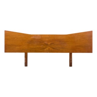 George Nakashima Style Unagusta Mid Century Walnut King Headboard For Sale