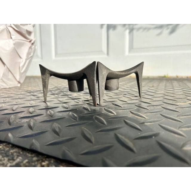 Jens Quistgaard Mid Century Modern Dansk Cast Iron Tripod Candle Holders by Jens Quistgaard- a Pair For Sale - Image 4 of 8
