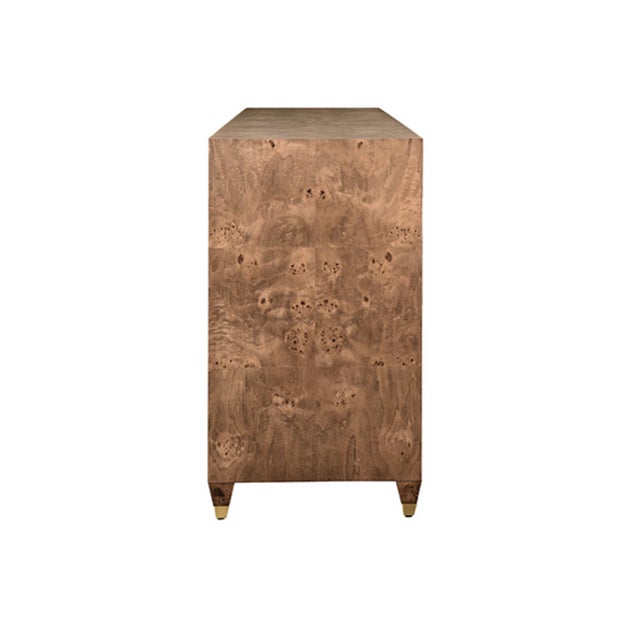 Wood Matthew Izzo Home Mulligan Dark Burlwood Four Door Buffet Cabinet With Brass Hardware For Sale - Image 7 of 8