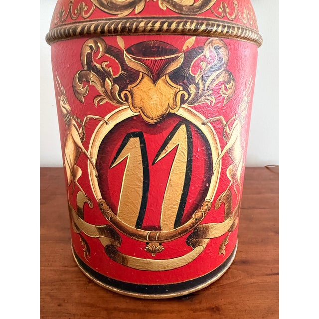 Frederick Cooper Vintage English Tole Tea Canister Lamp For Sale - Image 4 of 11