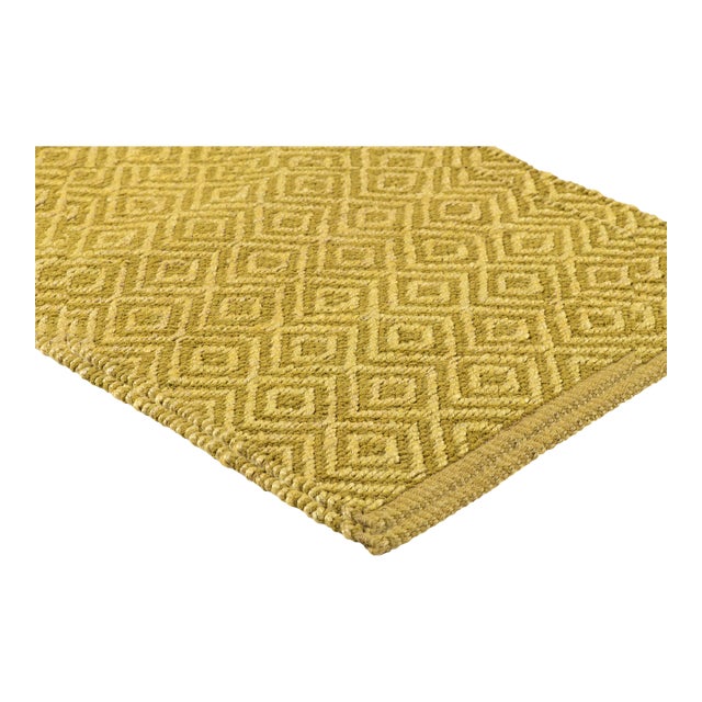 Part & Parcel Goods Textured Diamond Rug, 9'x12', Lime and Olive For Sale