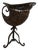 Vintage Wicker Cornucopia Baket on Wrought Iron Pedestal Stand For Sale