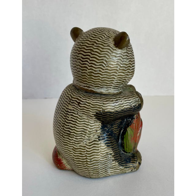 Metal Vintage Indian Brass & Enamel Figurative Bear Lidded Trinket Box For Sale - Image 7 of 9
