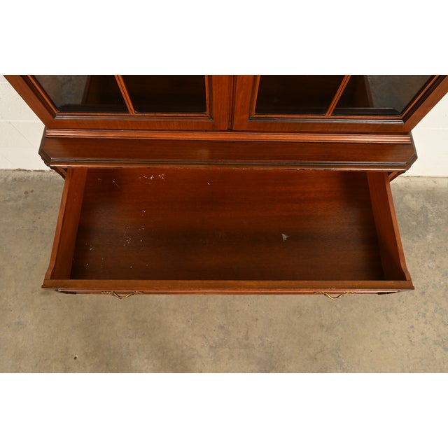 Romweber French Provincial Louis XV Carved Walnut and Burl Wood Breakfront Bookcase Cabinet, Circa 1930s For Sale - Image 13 of 18