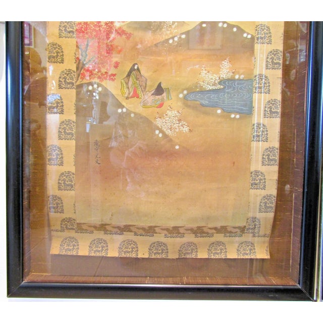 Pair of Large Antique Japanese Scrolls Signed Toso Mitsunori in Custom Frames For Sale - Image 9 of 14