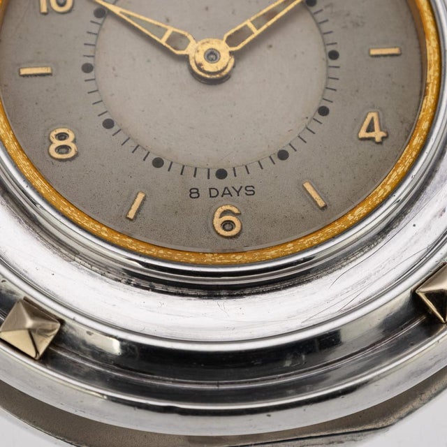 20th Century English Silver & Gold Alarm Clock by Jaeger for Asprey & Co, 1956 For Sale - Image 10 of 14