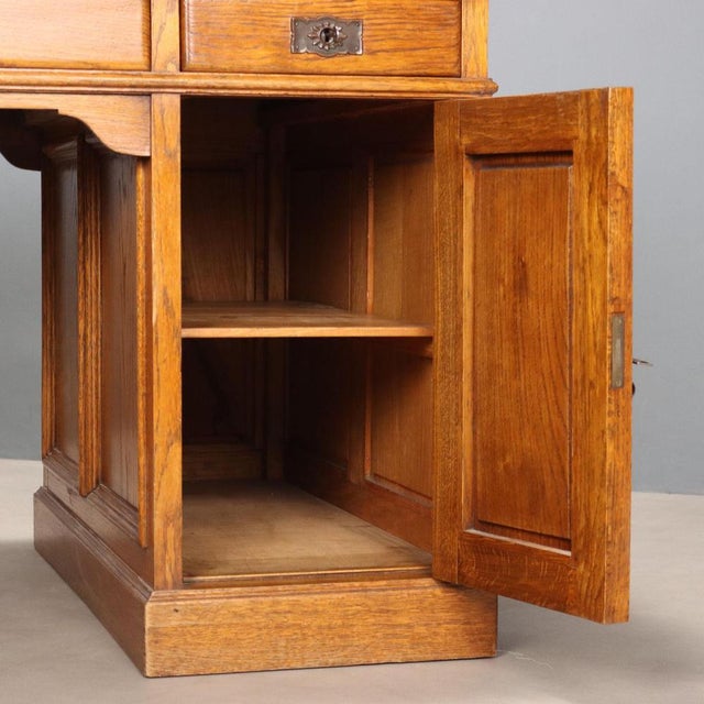 Oak Desk with Leather Top For Sale - Image 6 of 11