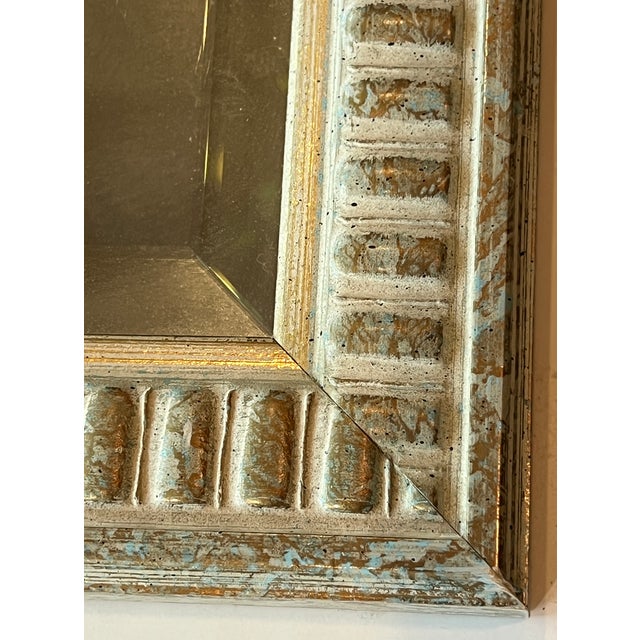 White Gold Embossed Wood Mirror For Sale In Sacramento - Image 6 of 10