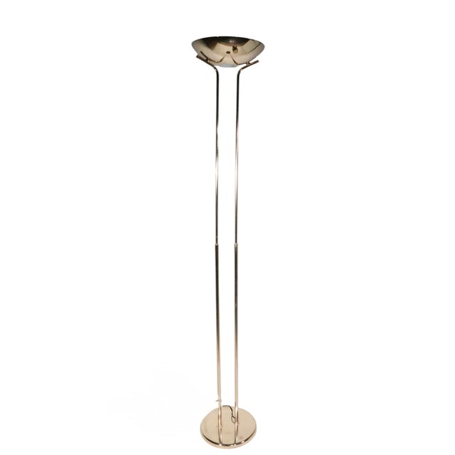 1980s Hollywood Regency Art Deco Revival Halogen Torchiere Uplight Floor Lamp For Sale - Image 9 of 17