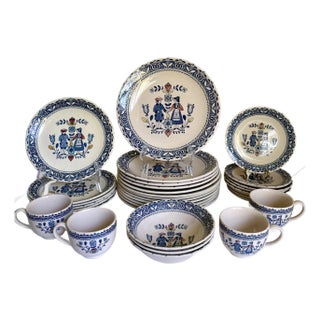 1970's Johnson Brothers Ironstone "Hearts and Flowers" Dinnerware Collection of 33 Pieces For Sale