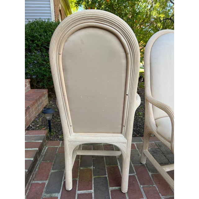 Ivory Vintage 1980s American Drew Post Modern Round Back Split Reed Arm Chairs - a Pair For Sale - Image 8 of 12