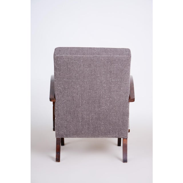 Wood Czech Art Deco Beech Armchair attributed to J. Halabala for Up Zavody, 1930s For Sale - Image 7 of 11