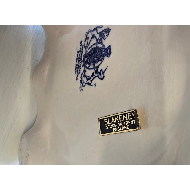 Ceramic Vintage Blue & White Ironstone Staffordshire Planter Vase For Sale - Image 7 of 8