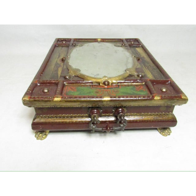 Antique Italian painted jewelry box, c.1880 Probably northern Italian, decorated with ornately painted landscape scenes...