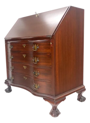 Charak Ball & Claw Mahogany 4 Drawers Drop Front Secretary Dresser