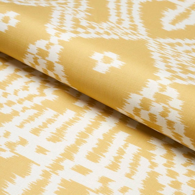 SAMPLE - Schumacher Asaka Ikat Fabric In Buttercup For Sale