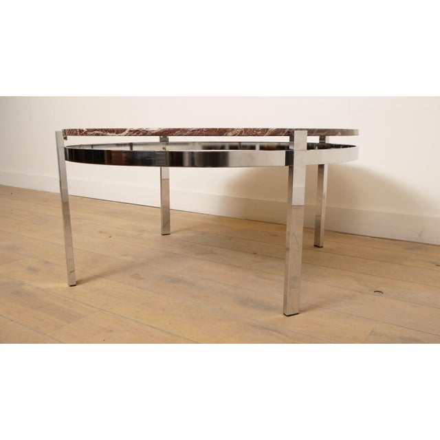 Vintage Round Coffee Table in Marble and Chrome For Sale - Image 6 of 13