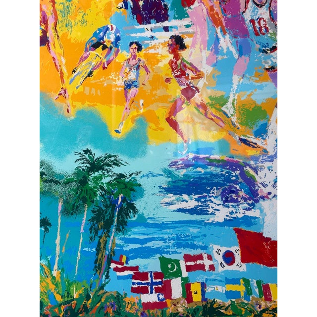 Wood 1970s Abstract Leroy Neiman Olympics Print For Sale - Image 7 of 11