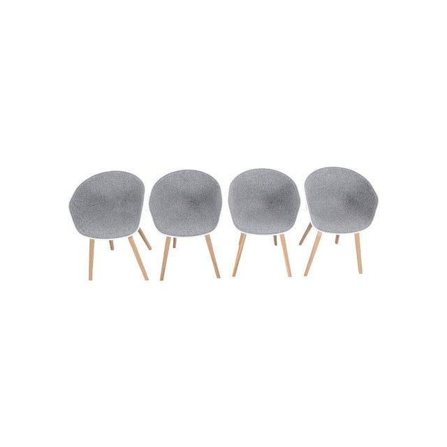 We are offering a beautiful set of four armchairs from the Danish design manufacturer HAY for sale. Designed by Hee...