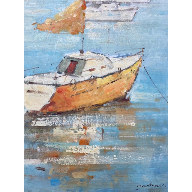 Blue Contemporary Impressionist Style Nautical Original Oil Painting, 48" X 60" For Sale - Image 8 of 12