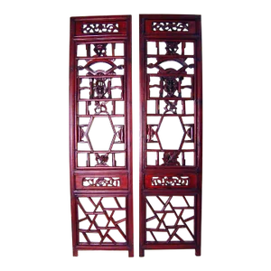 Antique Chinese Screen Panels, Cunninghamia wood; Circa 1800-1849 - A Pair