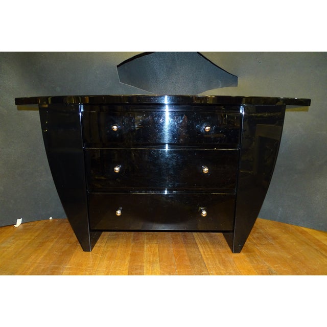 Black Vintage French Chest of Drawers in Lacquered Wood by David Lange, 1970s For Sale - Image 8 of 18