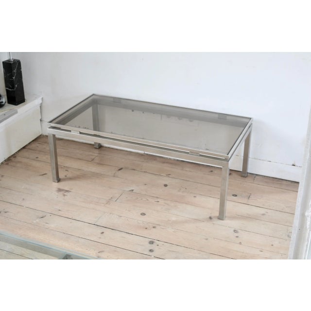 French Steel & Smoked Glass Coffee Table by Guy Lefevre for Maison Jansen, 1970s For Sale - Image 3 of 15