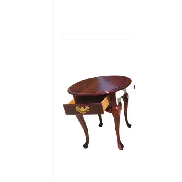 1990s Pennsylvania House Queen Anne Oval Solid Cherry Side Tables For Sale - Image 5 of 8