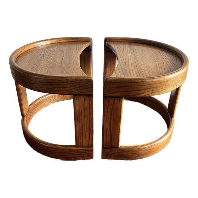 1970s Mid-Century End Tables Halfmoon by Howard Furniture -a Pair For Sale