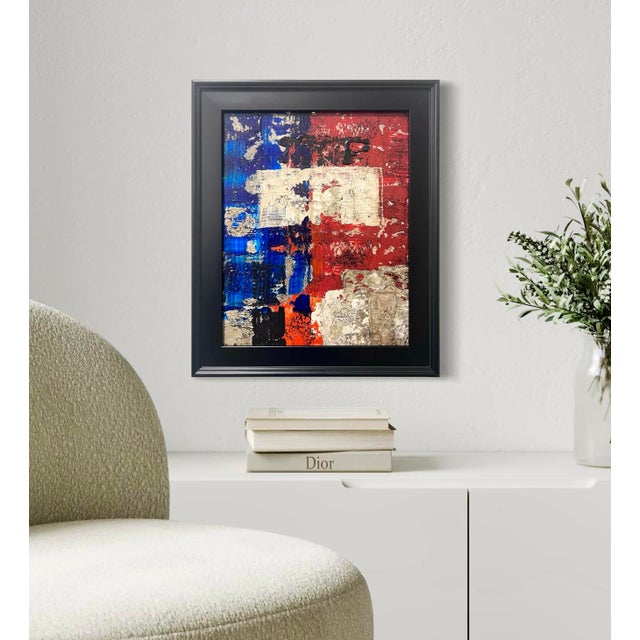 This original mixed-media abstract painting by J. Kent Martin is inspired by aerial views of farmland and the ordered...