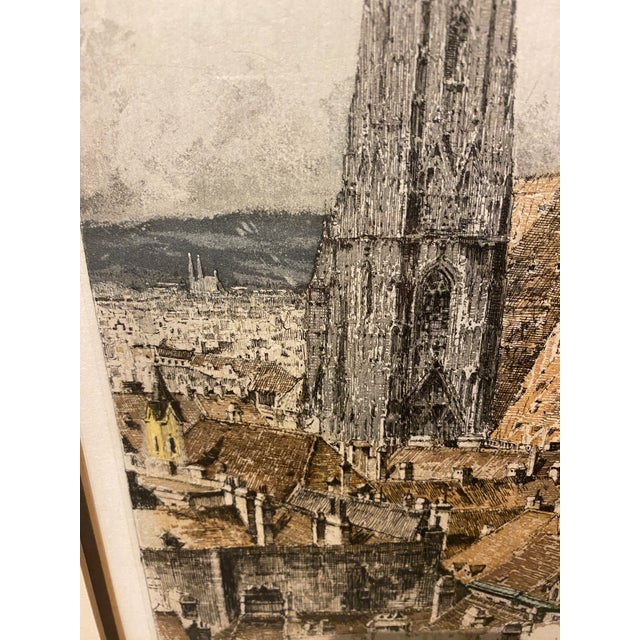 This stunning signed etching by Josef Eidenberger captures the breathtaking beauty of St. Stephen's Cathedral in Vienna....