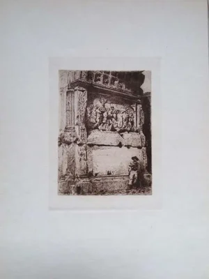 Luca Beltrami - Rome, Arch of Titus - Original Etching on Cardboard - 1878