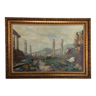 1950s Oil Painting of Roman Ruins For Sale