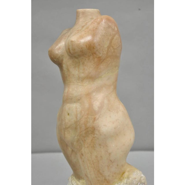 Late 20th Century Morton Gaffin Female Nude Bust Modernist Carved Peach Alabaster Sculpture For Sale In Philadelphia - Image 6 of 12