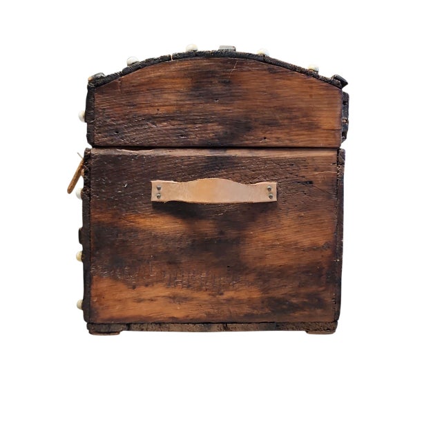 Mid 19th Century Mid 19th Century Jenny Lind Style Small Carriage Trunk With Currier & Ives Print For Sale - Image 5 of 9