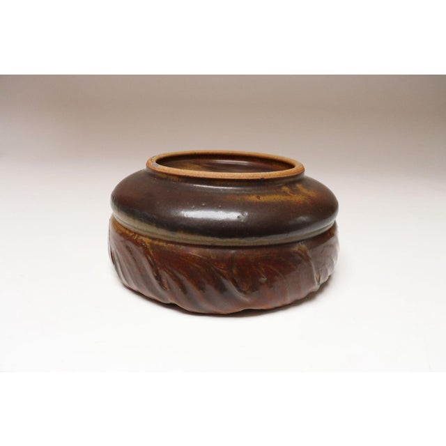 Ceramic Vintage Matte Maroon Glazed Ceramic Planter Bowl by Deanna Nichols For Sale - Image 7 of 15