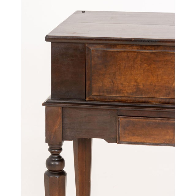 English Edwardian Antique Mahogany Spinet Writing Desk, Early 20th Century For Sale - Image 3 of 9