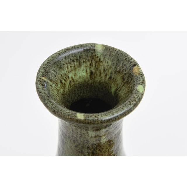 Marcello Fantoni 90's Italian Ceramic Tall Vase or Vessel Bottle Green, Black, Gray, Off White For Sale - Image 4 of 8