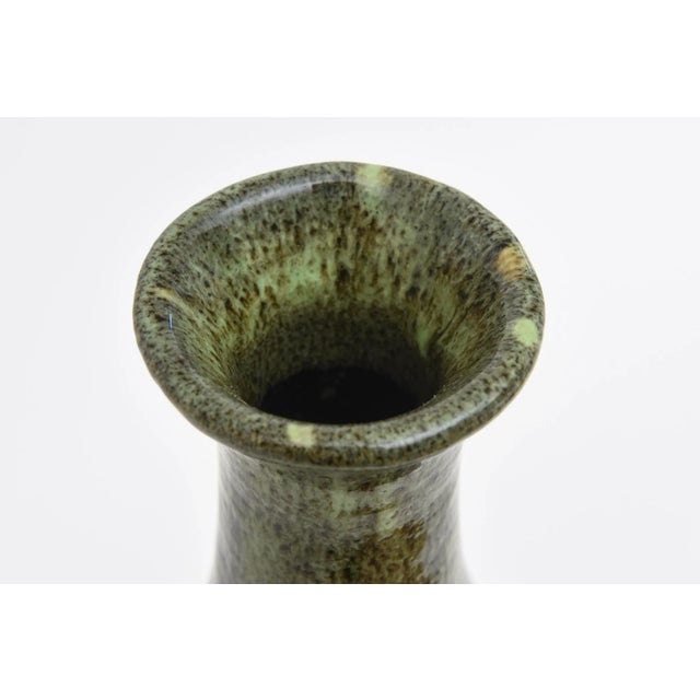 Marcello Fantoni 90's Italian Ceramic Tall Vase or Vessel Bottle Green, Black, Gray, Off White Fantoni Syle For Sale - Image 4 of 8