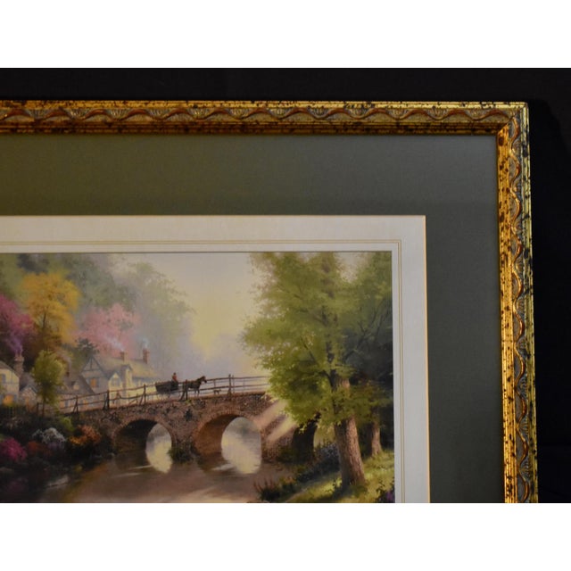 Vtg. Thomas Kinkade Hometown Bridge Framed Matted Art Lithograph Print For Sale - Image 15 of 17